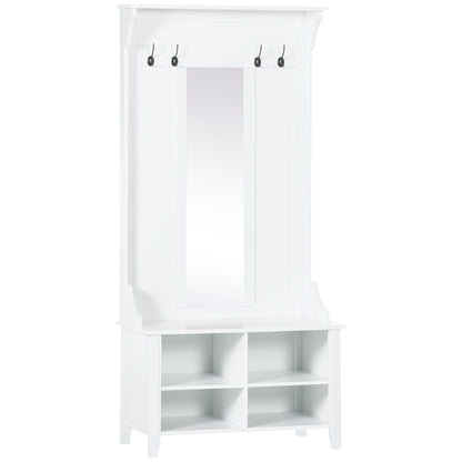 mobilier hol, cuier si oglinda, 80x40x170cm, alb