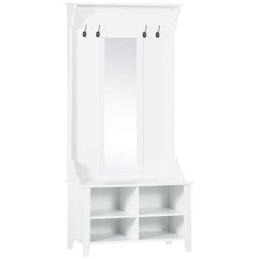 mobilier hol, cuier si oglinda, 80x40x170cm, alb