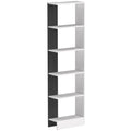 Raft Îngust cu 5 Etajere, Raft Economisitor de Spațiu Modern din Lemn, Bibliotecă pentru Baie, Living, Dormitor, Birou, 45x21x170 cm, Alb și Negru