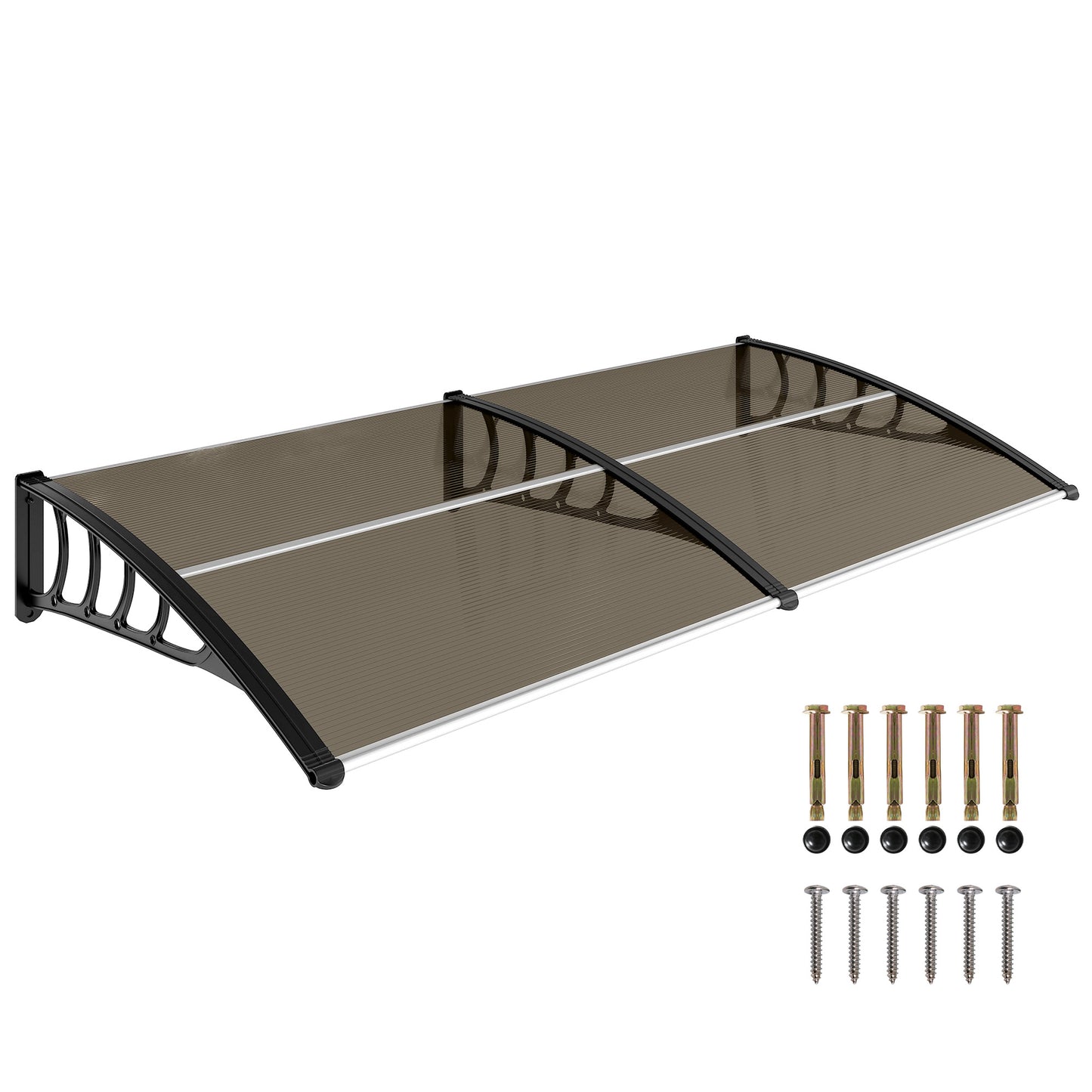 Copertina de exterior pentru ferestre si usi, din policarbonat si aluminiu, 200x96x27cm – maro