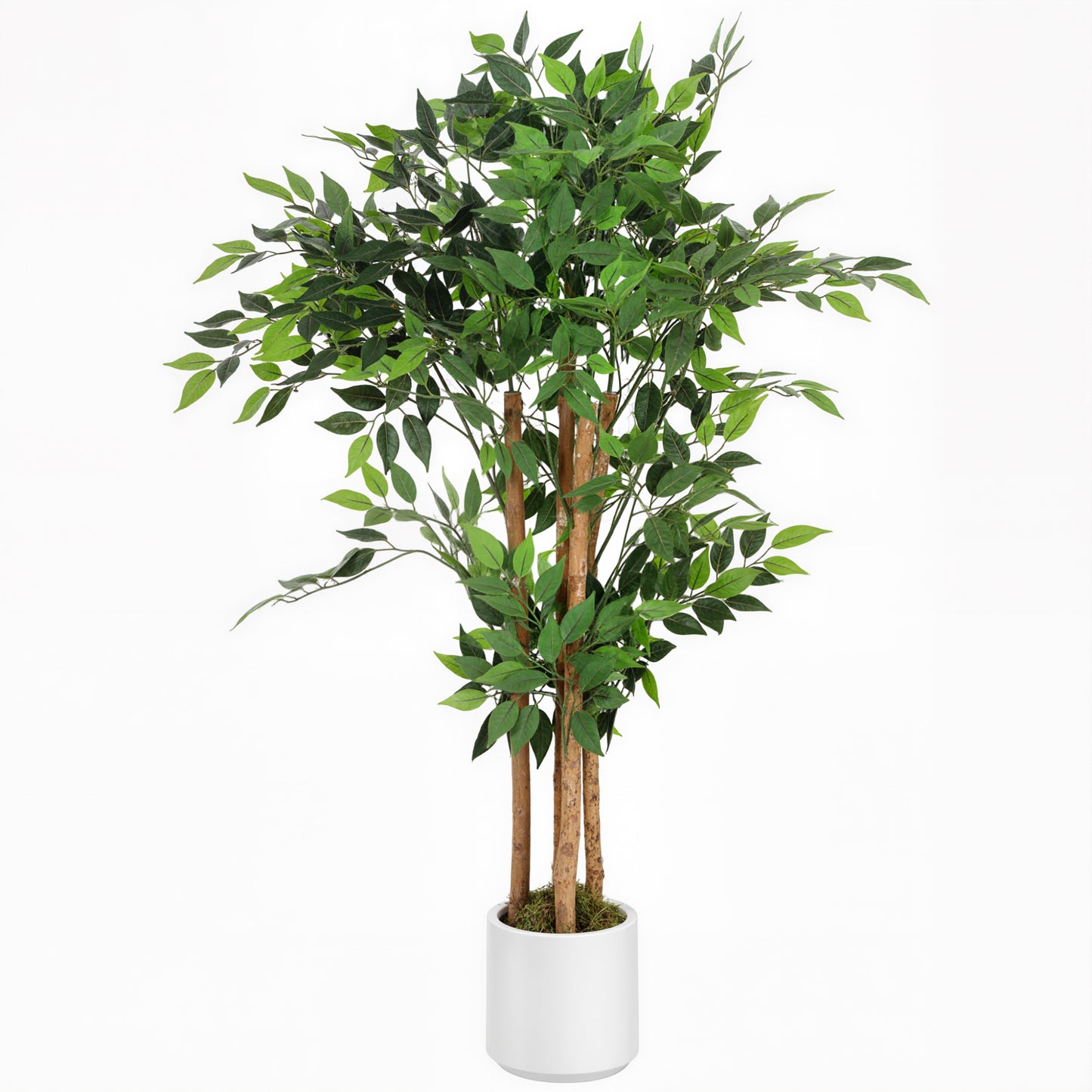 Copac Artificial de 120 cm, Plantă Decorativă cu Trunchi Solid din Lemn și Ghiveci pentru Interior, Verde