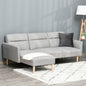 Canapea Extensibila pe Colt cu 3 Locuri din Tesatura Gri Reglabila Stil Scandinav