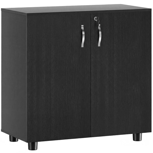 Dulap de Birou pentru Documente Multifuncțional cu Încuietoare, 2 Uși și Raft Interior, 80x40x80 cm, Negru