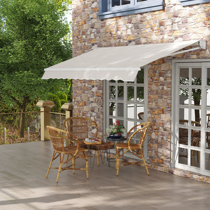 Copertina pentru soare cu brate si actionare manuala, din aluminiu si poliester pentru exterior, 250x200 cm, alb crem