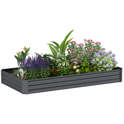 Strat Înălțat pentru Grădină din Oțel, 835L, cu Bază Deschisă, 240x120x30 cm, Gri Închis