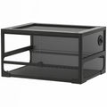 Terariu Ridicat și Pliabil cu Capac și Pereți din Sticlă Securizată și Plastic, 60x45x32 cm, Negru
