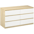Comoda 6 Sertare 135×48×77 cm Alb/Natur