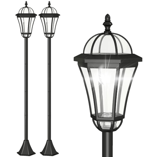 Set 2 Lampi Solare de Gradina, Lumini de Exterior Solare cu 2 LED, Aprindere Automata si Durata 6 Ore, Negru