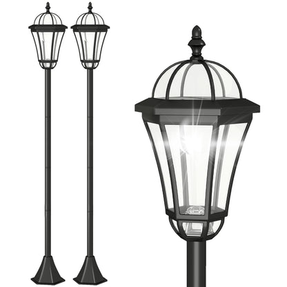 Set 2 Lampi Solare de Gradina, Lumini de Exterior Solare cu 2 LED, Aprindere Automata si Durata 6 Ore, Negru